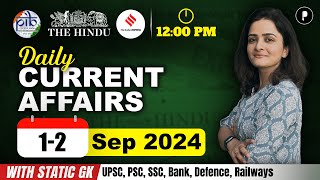 1  2 September Current Affairs 2024  Daily Current Affairs  Current Affairs Today [upl. by Leilani83]