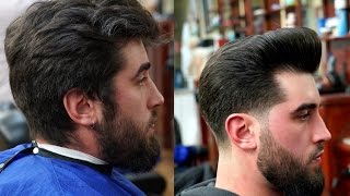 Classic Pompadour with a Low Taper  Tutorial by MC Barber [upl. by Sihtam]