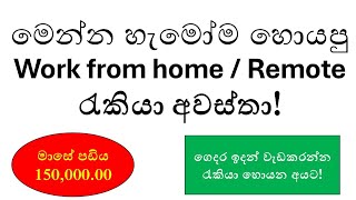 Top Work From Home Job Vacancies in Sri Lanka 2024  Remote Jobs for Freshers and Experienced [upl. by Mirak972]