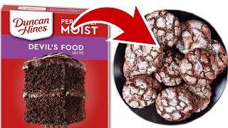 4 Ingredient Chocolate Crinkle Cookies  Cake Mix Cookies Recipe [upl. by Mosora]