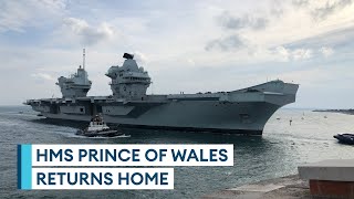 Live Britains biggest warship HMS Prince of Wales returns to Portsmouth [upl. by Yusem]