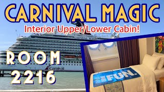 ROOM TOUR Carnival Magic Interior UpperLower portholes Stateroom 2216 [upl. by Fries788]