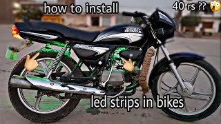 40 rs  how to install led strips in splendor all bikes must watch [upl. by Ricker983]