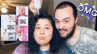 Bleach and Dying my hair LOreal Paris Bleach amp Colorista SemiPermanent in Hot Pink [upl. by Lakin]