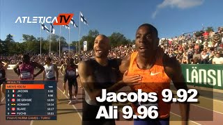 Marcell Jacobs vince in 992  secondo Chituru Ali 996 turku 2024 [upl. by Nerrej930]