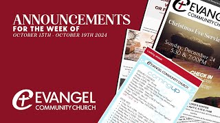 Announcements for the Week of October 13th thru October 19th 2024 [upl. by Bucher]