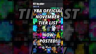 YBA NEW OFFICIAL YBA NOVEMBER SKIN TRADING TIER LIST OUT NOW ybatrading roblox shorts [upl. by Anaehs]