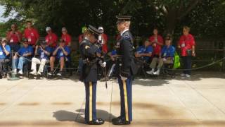 Equipment check Tomb of the Unknown Soldier changing of the guard Female Guard Commander [upl. by Celesta454]