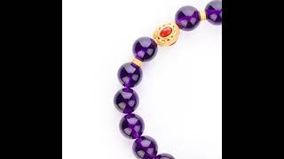 Amethyst Beads Bracelet 10mm Fire Element Energy  Crystal Jewelry Woman Bracelet Purple gift [upl. by Yaner]