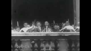 Pope Pius XI Blesses crowds and waves from St Peters Basilica [upl. by Vil951]