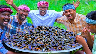 50 KG MUSSELS  River Mussels Fry Recipe Cooking amp Eating In Village  Rare Healthy Recipe [upl. by Suzann]