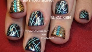 How to Foil Nail Art  Bling Nail art for beginners with short nails [upl. by Carolann]