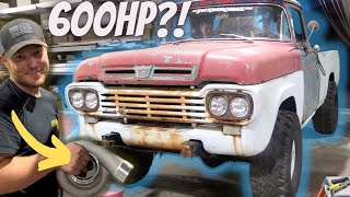 We Slap A 600HP Turbo On Our Rare 1959 Ford F100 4x4 Ready for Boost  Chasing Crappy Cars Ep12 [upl. by Adnolat]