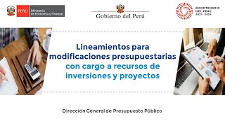 Lineamientos para modificaciones presupuestarias con cargo a recursos de inversiones y proyectos [upl. by Airdnassac]