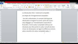 Comptabilité approfondie  La réévaluation libre  traitement comptable [upl. by Sharpe568]