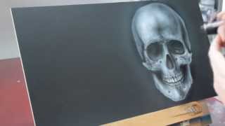 Iwata Neo CN Airbrush Speedpainting Videoanleitung detailreicher Totenkopf Skull HowTo Tutorial [upl. by Yannodrahc716]