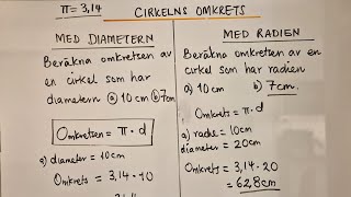 Cirkelns omkrets med diameter och med radien [upl. by O'Donnell]