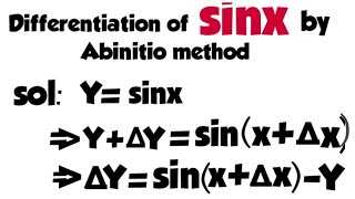 Differentiation of sinx by abinitio method  class 11th [upl. by Ayt356]