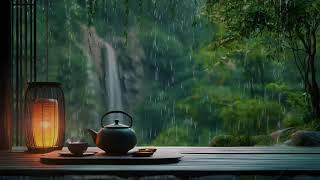 Rainy Day on Balcony⚡Immerse Yourself in Sounds of Fireplace Rain amp Thunder Lulling You to Sleep [upl. by Anaet]