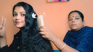 ASMR  My Mom Doing My Hairplay  Hairbrushing oil Massage Scalped Massage And Hairstyle 😪😪 [upl. by Poucher902]