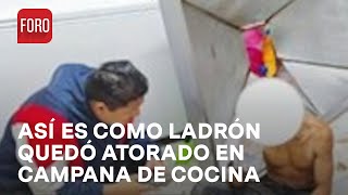 Ladrón queda atrapado en campana de rosticería en Cancún  Las Noticias [upl. by Odnalor]