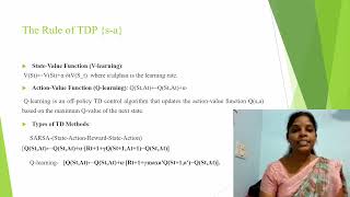 Temporal Difference Learning Reinforcement Learning Ms P Mohanapriya APCSE  RMDEC [upl. by Alard]