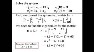 Solving Systems of Differential Equations that Involve Complex Eigenvalues [upl. by Yticilef930]