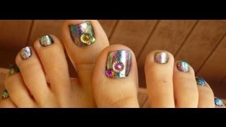 Foils on toes nail design [upl. by Oijres]