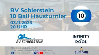 WATCH LIVE  Tisch 1 BV Schierstein 10 BALL Hausturnier 03112023 [upl. by Ykciv]