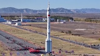 Shenzhou19 transported to the launch pad [upl. by Atillertse]