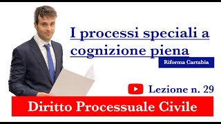 Procedura civile lezione n29 I processi speciali a cognizione piena [upl. by Gavrilla803]