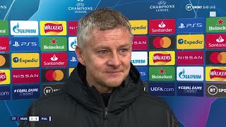 quotAnder Herrera knows thats not a yellowquot Solskjaer reacts to Fred red card after Man Utd 13 PSG [upl. by Ahselak]