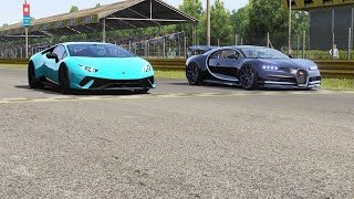 Lamborghini Huracan Performante vs Bugatti Chiron at Monza Full Course [upl. by Ludewig]