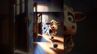 Calf chased by ghost fatimahagustin cartoon scary shorts cow animation remix [upl. by Comptom]