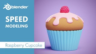 Raspberry Cupcake Speed Modeling In Blender [upl. by Hansiain]