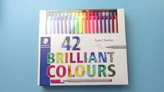 Testing Staedtler Triplus Fineliner 42 Color Pen Set Art Supplies Swatches [upl. by Jarrid]