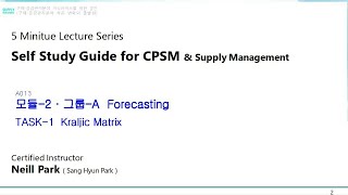 5분 강의 시리즈 CPSM A013모듈2 그룹A Forecasting TASK1 Kraljic Matrix [upl. by Millburn]