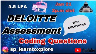 Deloitte CodingSolutions deloitte  Placement Solutions  coding codingsolutions youtube [upl. by Eislehc]