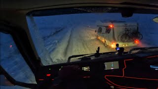 Norway 4K POV Winter Truck Driving First Snow And a meeting with a car from the continent [upl. by Kristin]