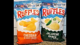 Ruffles Potato Chips Cheddar amp Sour Cream and Jalapeno Ranch Review [upl. by Brande]