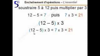 Maths 5ème  Enchainement dopérations  Mathématiques cinquième [upl. by Illil]