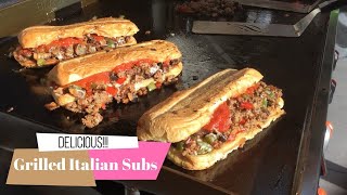 Italian Sausage Subs with Marinara blackstoneairfryergriddlecombo blackstone griddle [upl. by Uriel]