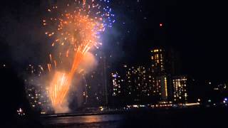 Waikiki Fireworks From the Yacht Elyatt [upl. by Kcirddahc]