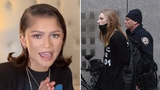 Zendaya REACTS to Hunter Schafer Being Arrested At Palestine Protest [upl. by Idnic]