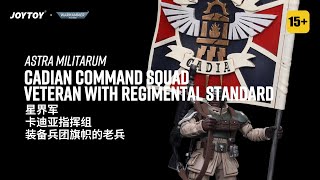 Joytoy 118 Warhammer 40K Astra Militarum Cadian Command Squad Veteran with Regimental Standard [upl. by Anneiv]