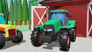 New Green Tractor in the Vehicle Fleet and Bald Farmer on Tractor without Cabin  Soil Cultivation [upl. by Rramel]