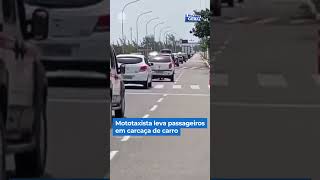 Mototaxista leva passageiros em carcaça de carro shorts balançogeral [upl. by Onfre]