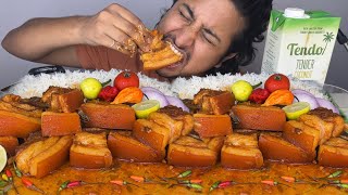 VLOGMEAT CUTTINGPORK RECIPE amp MUKBANG HUNGRY GADWALI SPECIAL PORK CURRY  KING CHILLIRICESALAD [upl. by Lounge]