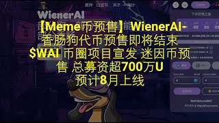 【Meme币预售】WienerAI 香肠狗代币预售即将结束  WAI 币圈项目宣发  迷因币预售  总募资超700万U  预计8月上线 [upl. by Nanis]