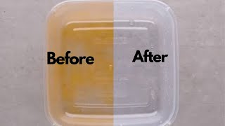 Get Rid of yellow stains from your plastic ware or Tupperware  kitchenhacks cleaninghacks [upl. by Ahsiyt]